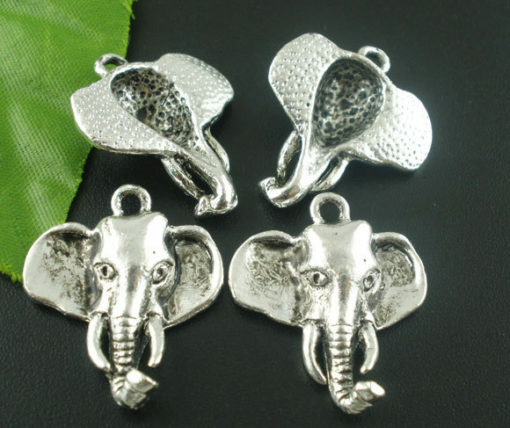 20pcs. Antique Silver Elephant Head Charms Pendants – 26 x 22mm (1 x 0.86 inch)