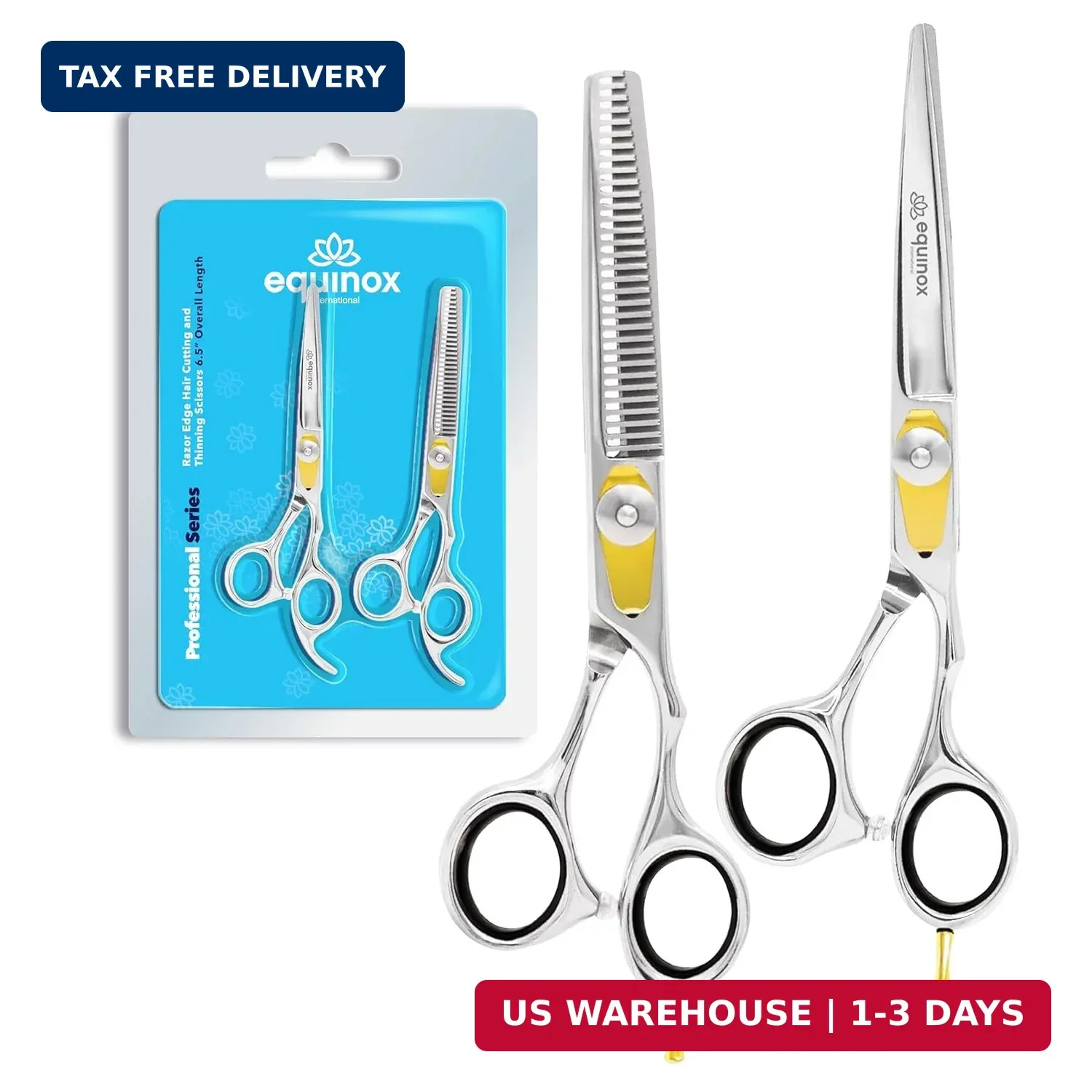 Equinox Professional Razor Edge Hair Cutting/Thinning Scissor Set/2, 6.5″