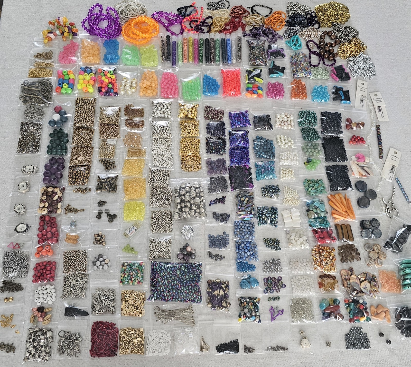 8Lbs Assorted Gemstone Seed Coral Glass Plastic Beads Bulk Jewelry Making Lot