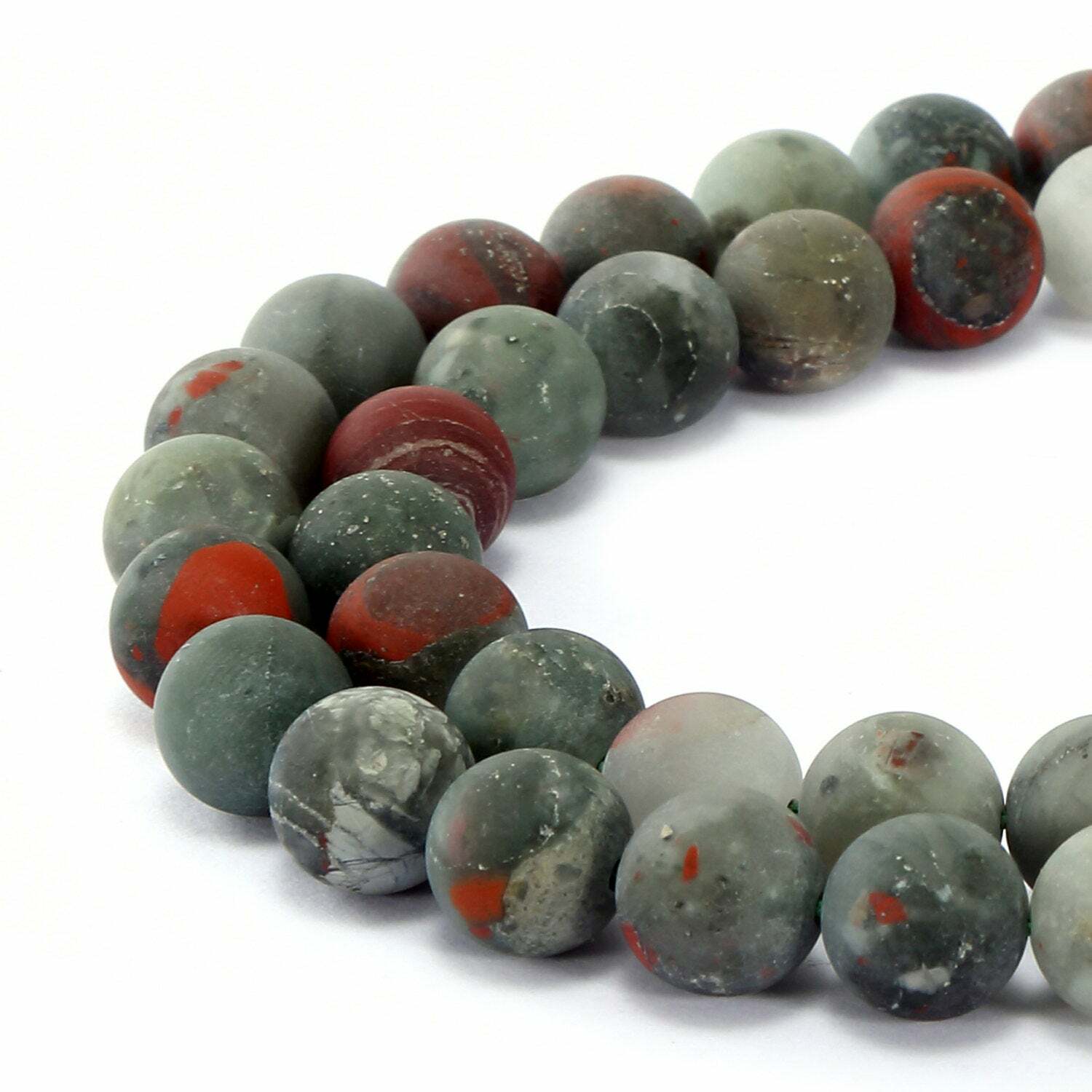 African Bloodstone Matte Round Beads 4mm 6mm 8mm 10mm 12mm 15.5″ Strand