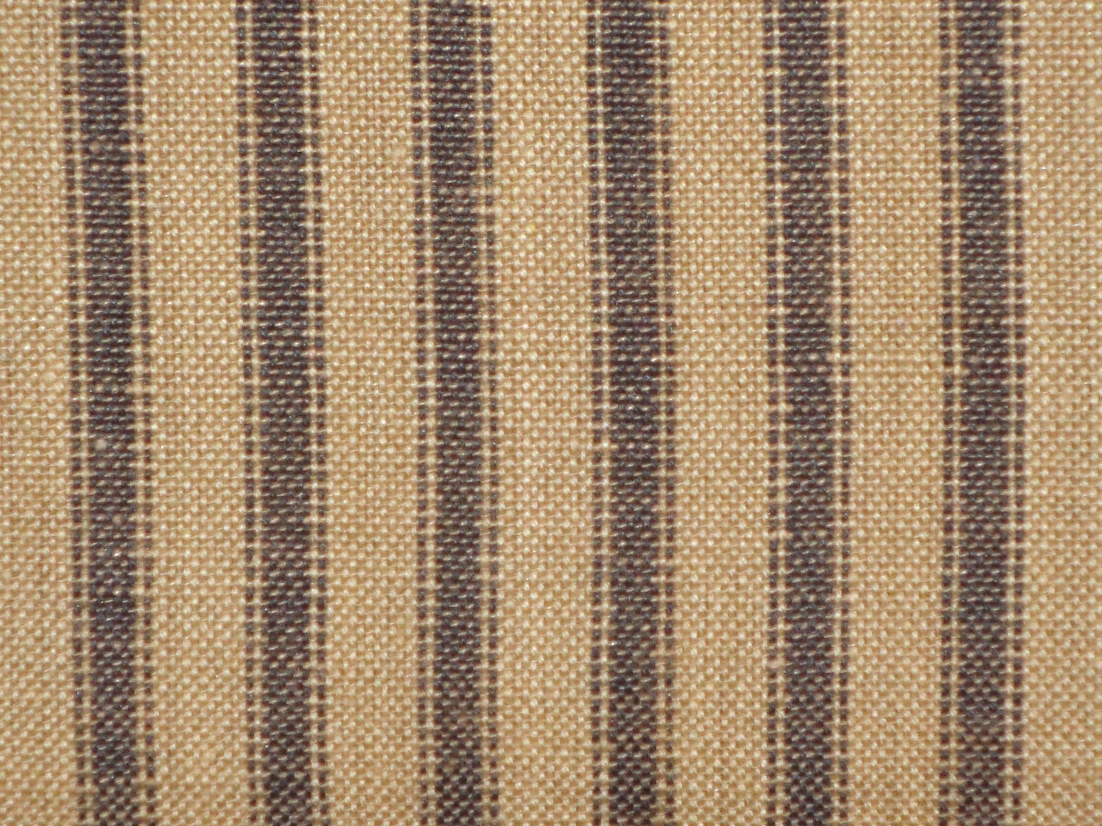 Homespun Stripe Cotton Fabric | Primitive Black Brown Woven Ticking Fabric