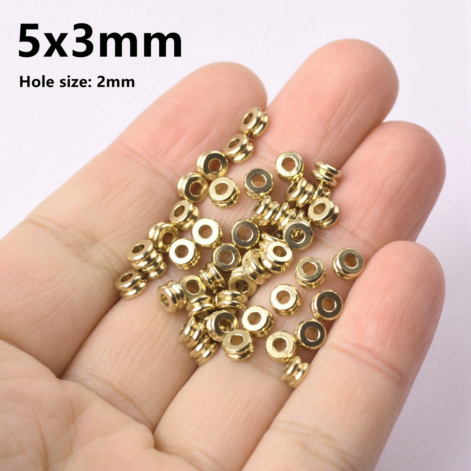 Flat Round Wheel Shape 3/4/5/6/7mm Solid Brass Metal Loose Spacer Beads Lot