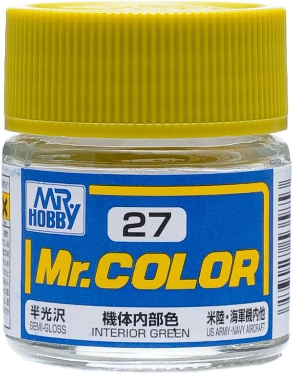 Mr. Hobby C27 Mr. Color Semi Gloss Interior Green Lacquer Paint 10ml – US