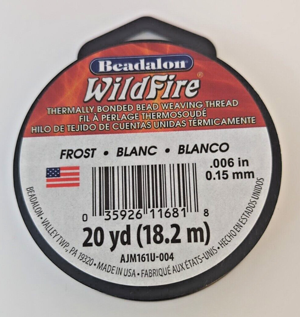 Beading Thread Beadalon .006 in 0.15mm WILDFIRE Frost Blanc 20 Yards (Qty 3)