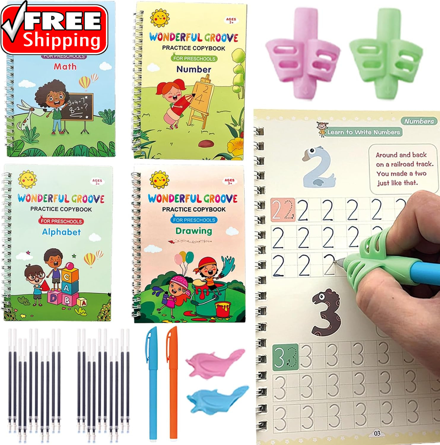 Magic Grooved Handwriting Practice Book for Kids 3-5 Years | Tiny Thinkers Reusa