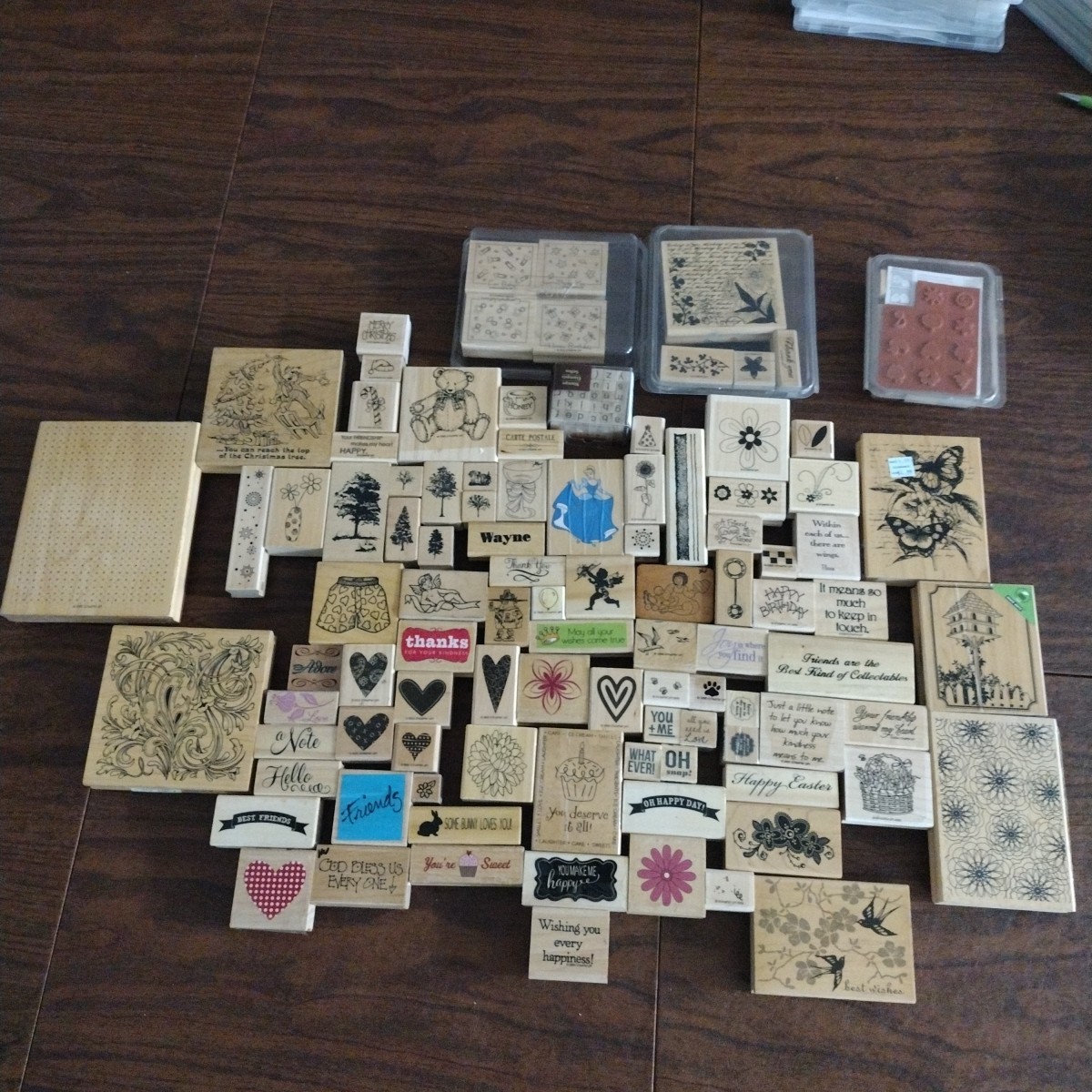 Huge LOT 140 Wood & Foam Block RUBBER STAMPS New & Used RARE Vtg