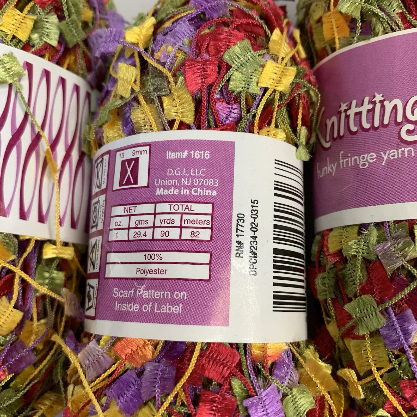 Lot of 19 Skeins Yarn Unger Nomotta DGI Pink Dark Rose Funky Fringe Multicolor