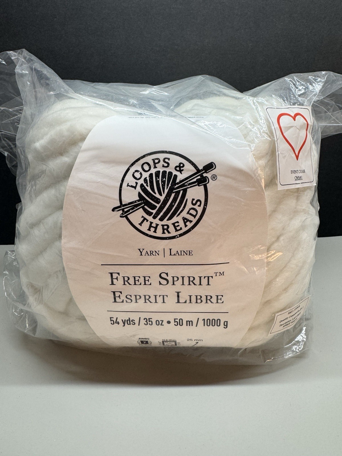 Loops and Threads Free Spirit Yarn White 54 Yards 35 oz Jumbo