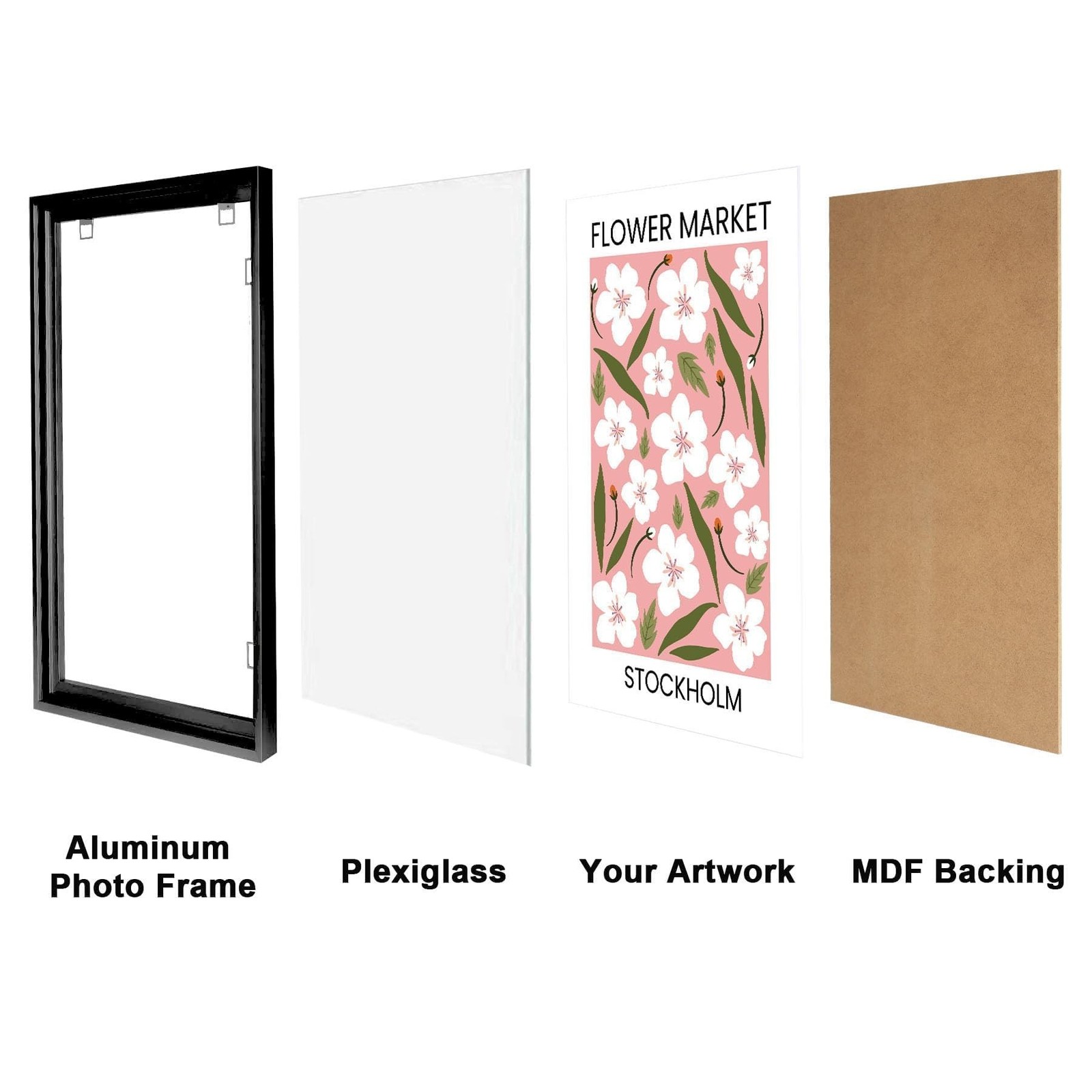 11×14 Poster Frames, 1Pcs, Plexiglass,Black Aluminum Snap Frame