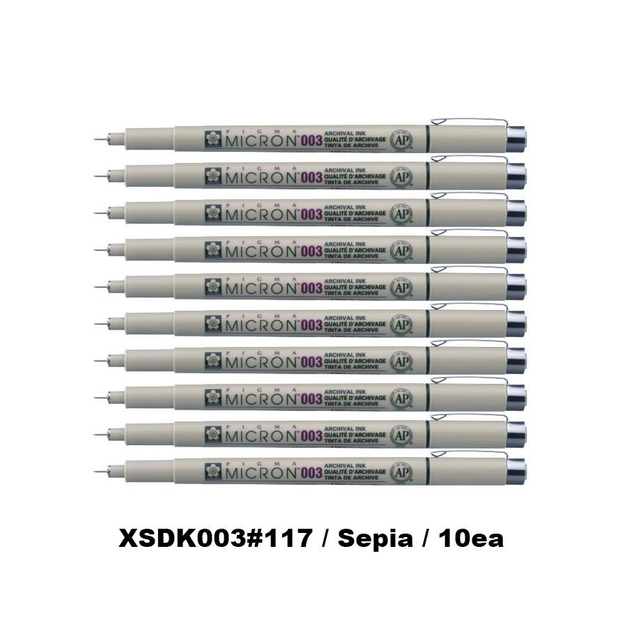 SAKURA PIGMA Micron 003 Archival Ink Pen Fine Liner 0.15mm Sepia 10ea Set Japan