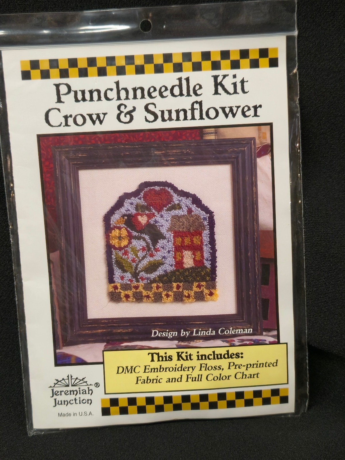 New 2005 JEREMIAH JUNCTION Punchneedle Embroidery Kit Crow & Sunflower NEW