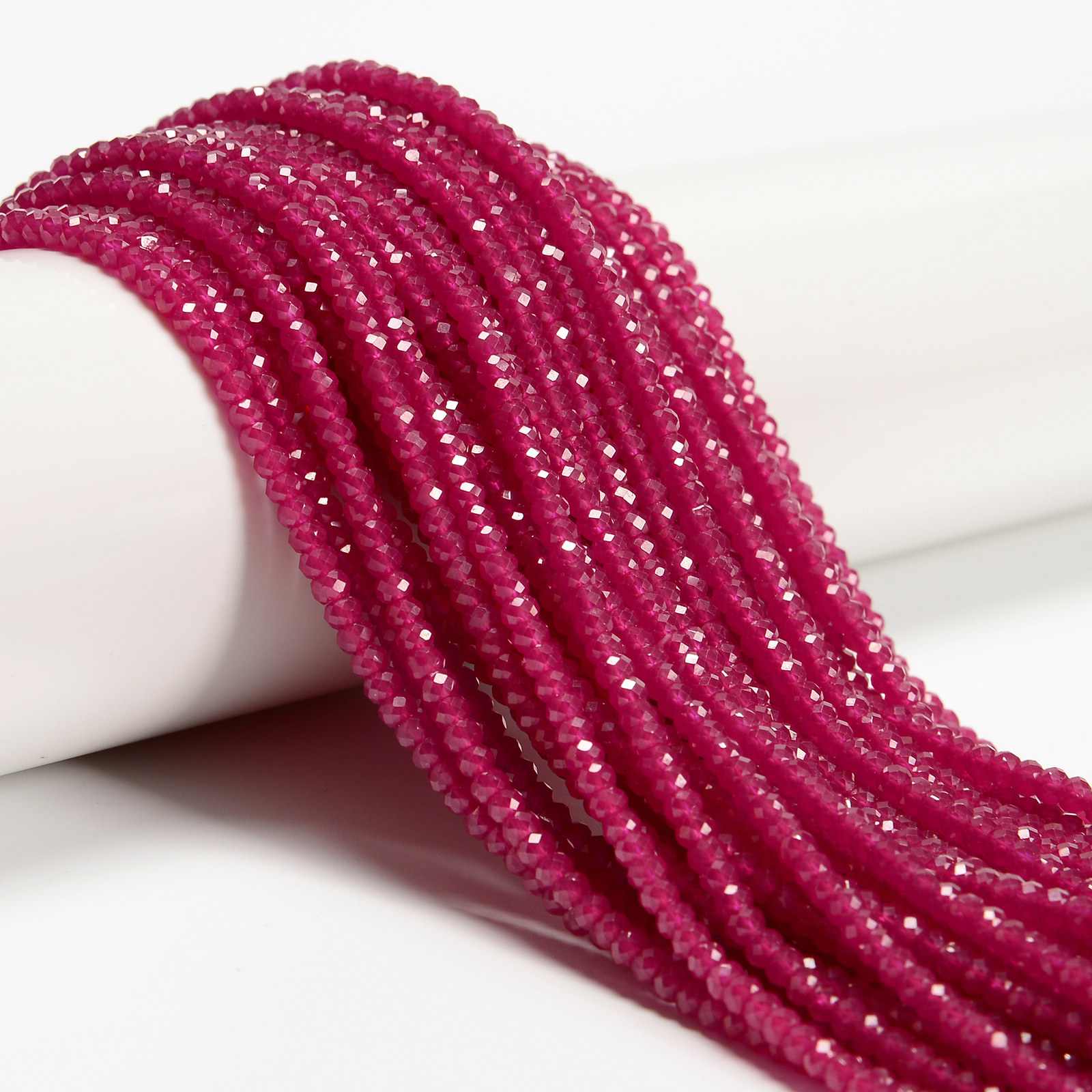 Natural Ruby Faceted Rondelle Beads Size 2x3mm 15.5” Strand
