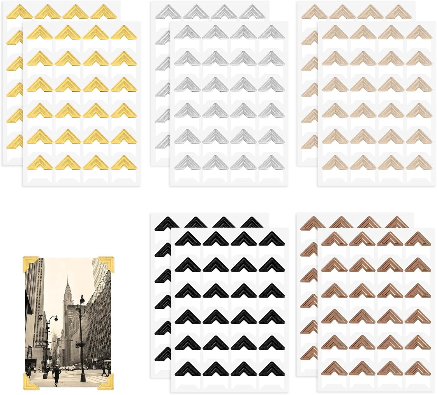 240 Pieces Photo Corners Self Adhesive Picture Corners for Scrapbooking, Photo M