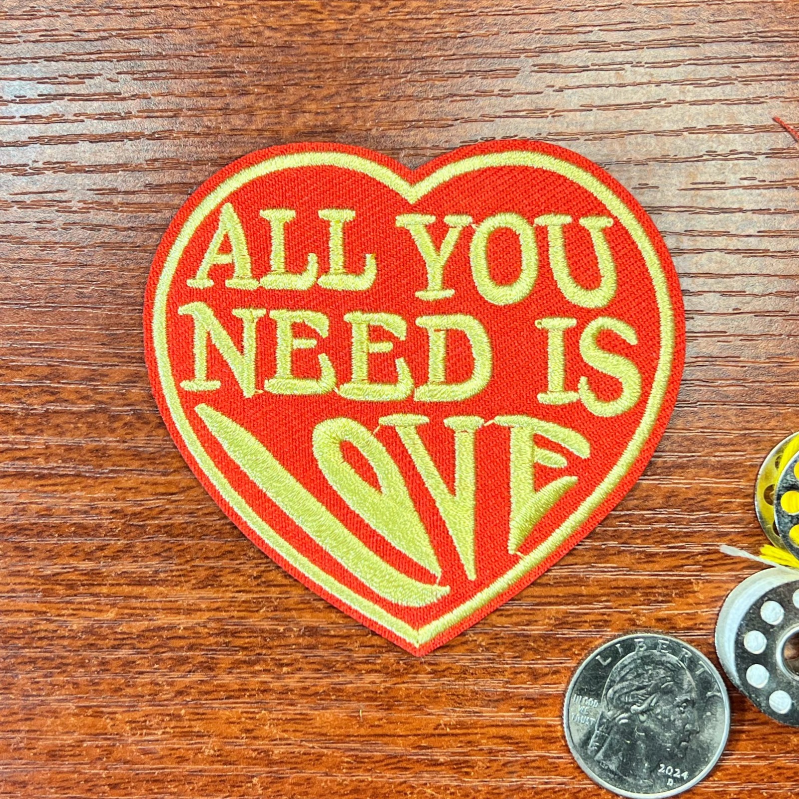 The Beatles Patch All You Need Is Love Hippie Heart Embroidered Iron On 3″