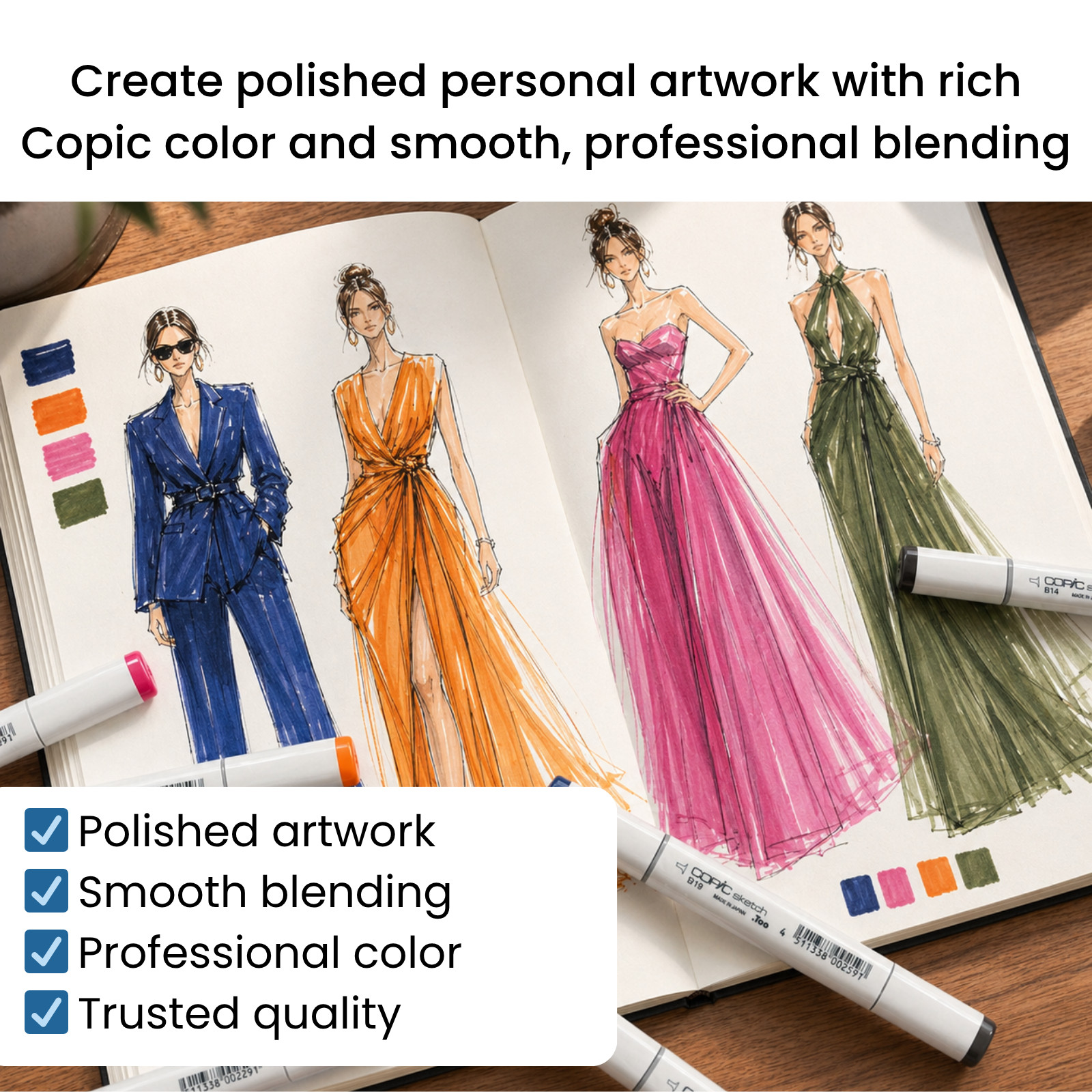 Copic Sketch Basic 72 Color Set Professional Dual Tip Art Markers Made in Japan