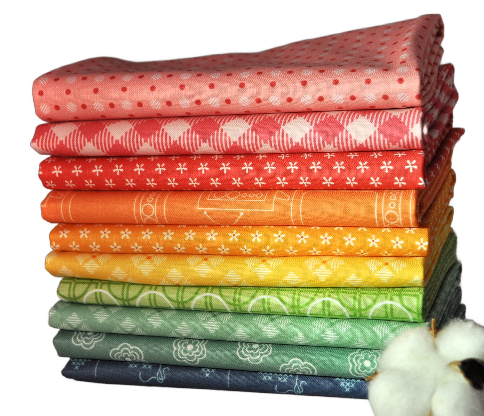Bee Basics 10 Fat Qrtrs Bundle by Lori Holt for Riley Blake, 2 1/2 yards total