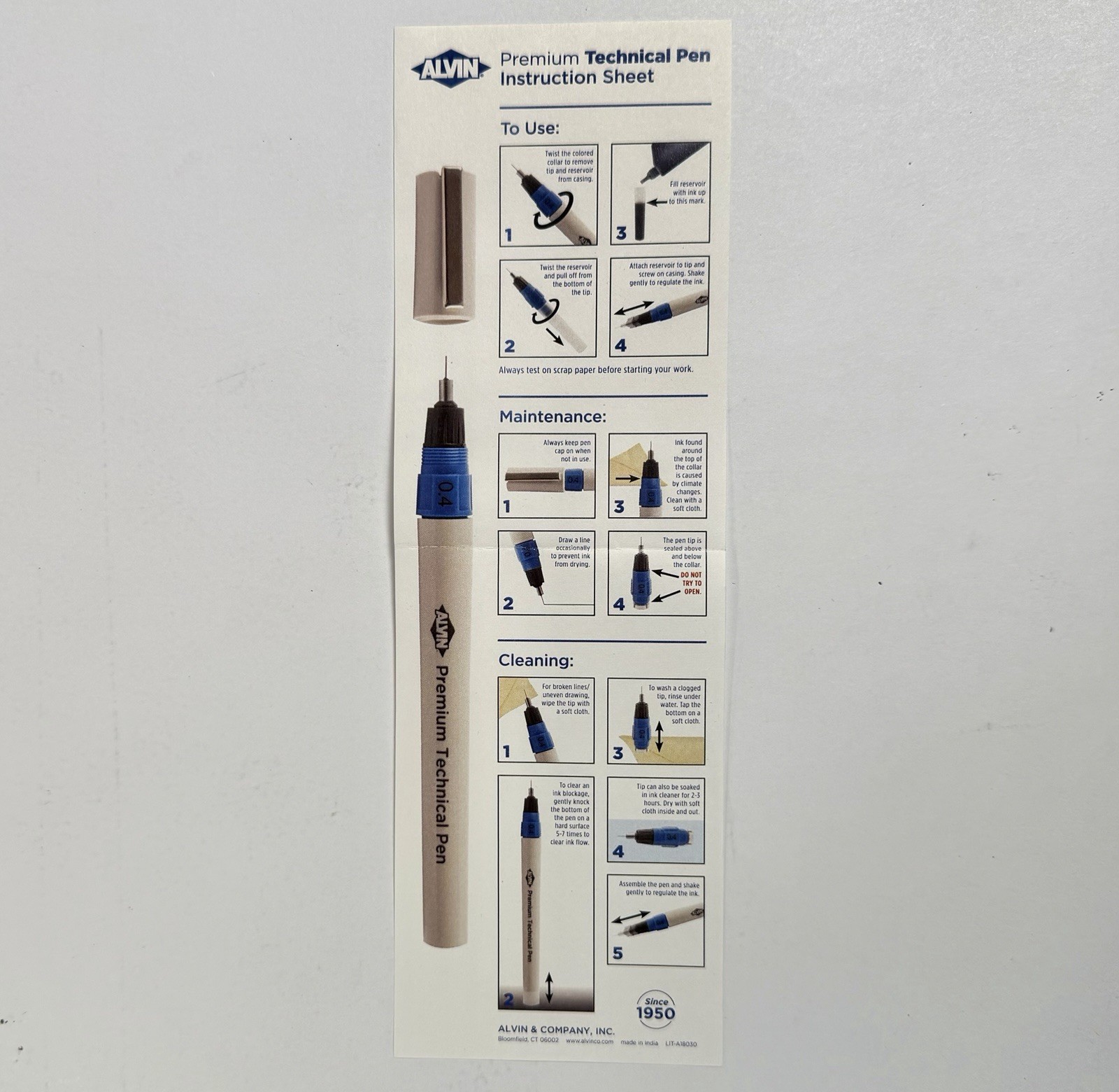 Alvin PTP04SET Refillable Technical Pen Set 0.2mm 0.3mm 0.4mm 0.5mm Vintage New