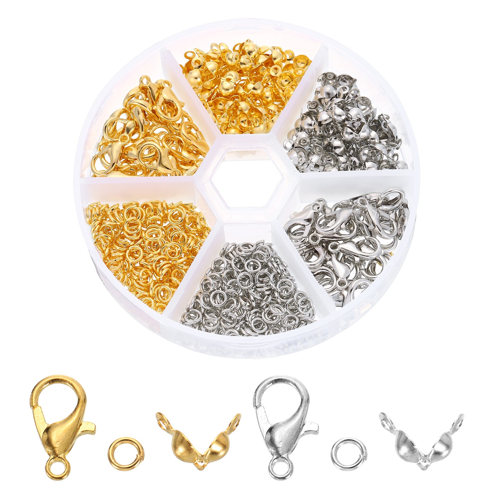 570Pcs Jewelry Making Kit, Lobster Clasps and Other Accessories, Gold&Silver