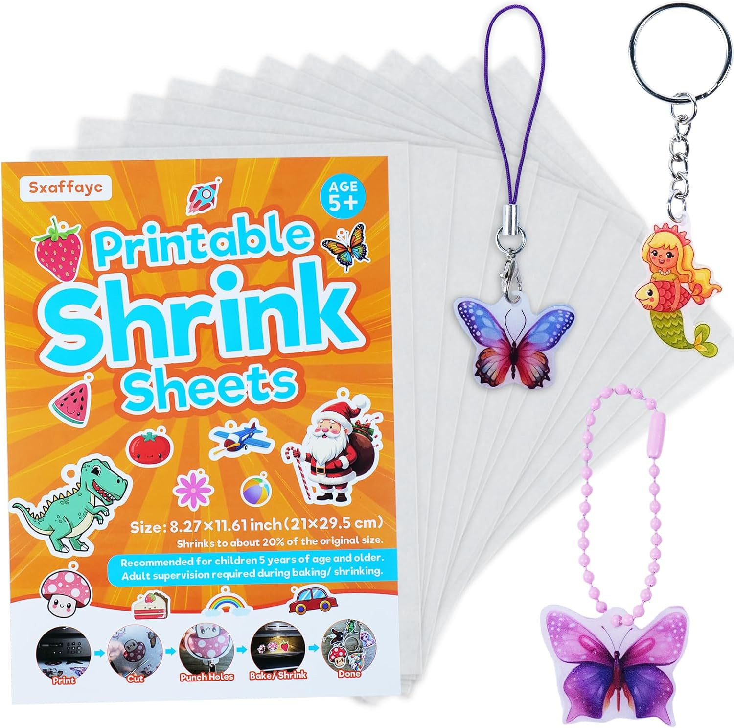 12 Sheets Printable Shrink Paper Sheets Plastic for Inkjet Printer, Shrink Art P