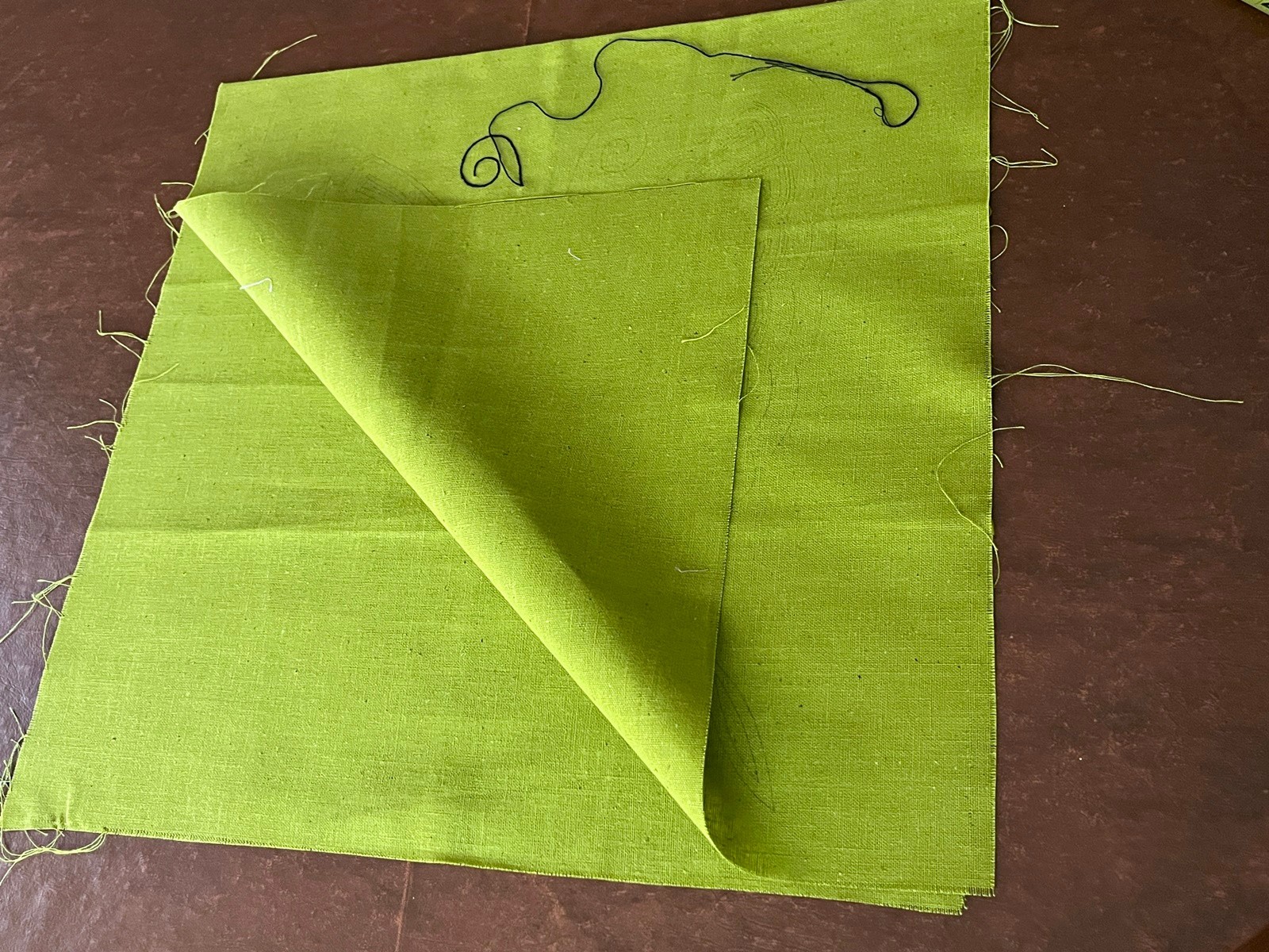 Vtg Green Linen Butterfly Pillow Cover Stamped for Embroidery Crewel Needlepoint