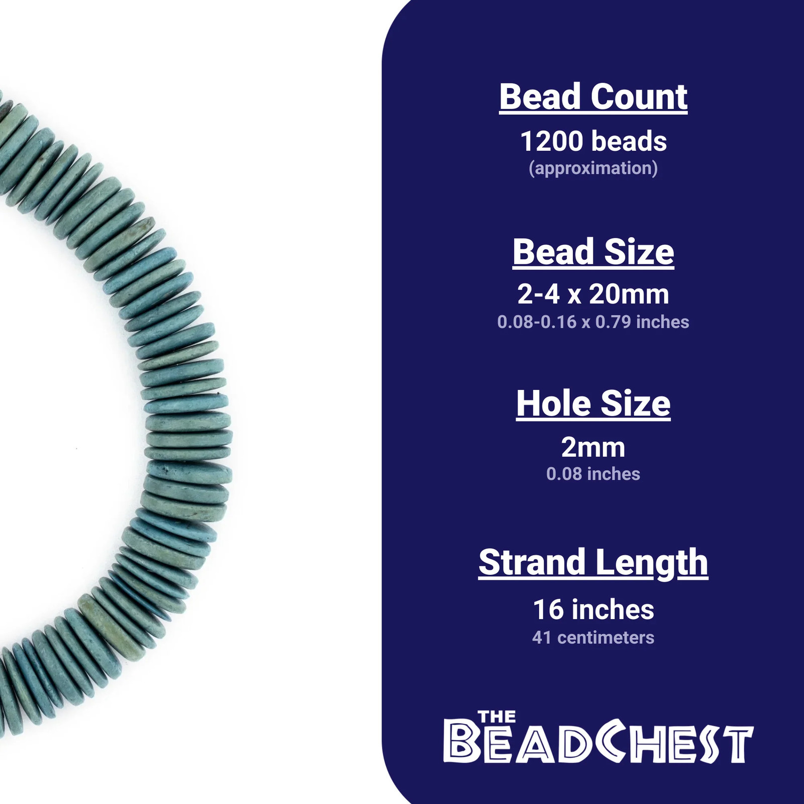 Light Blue Disk Coconut Shell Beads 20mm 10 Pack Wood Large Hole 16 Inch Strand