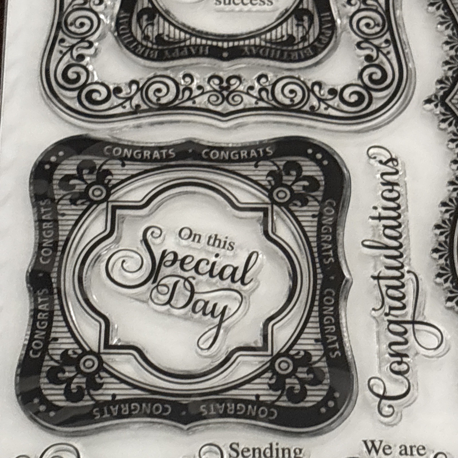 Spellbinders Just Rite Clear Stamps, Celebration Labels One & Bracket Borders