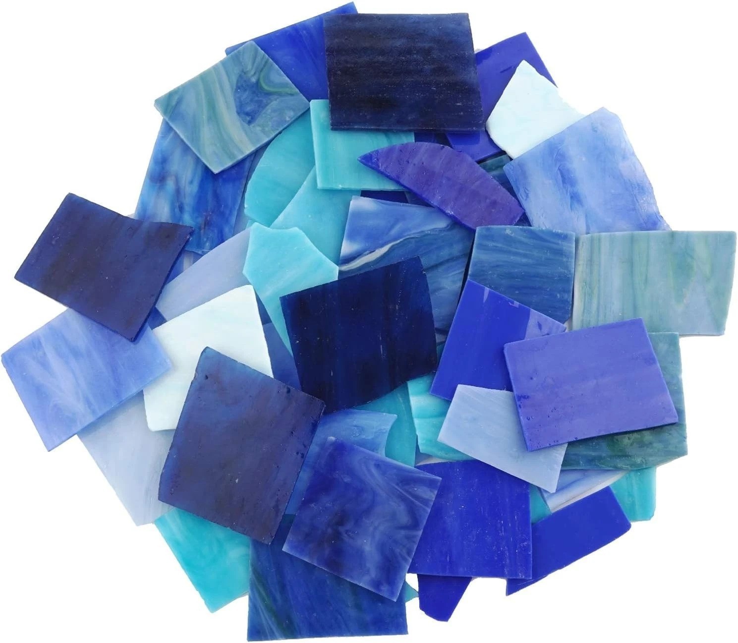 Assorted Blue Stained Glass Mosaic Tiles – 35oz Value Pack for Creative Projects