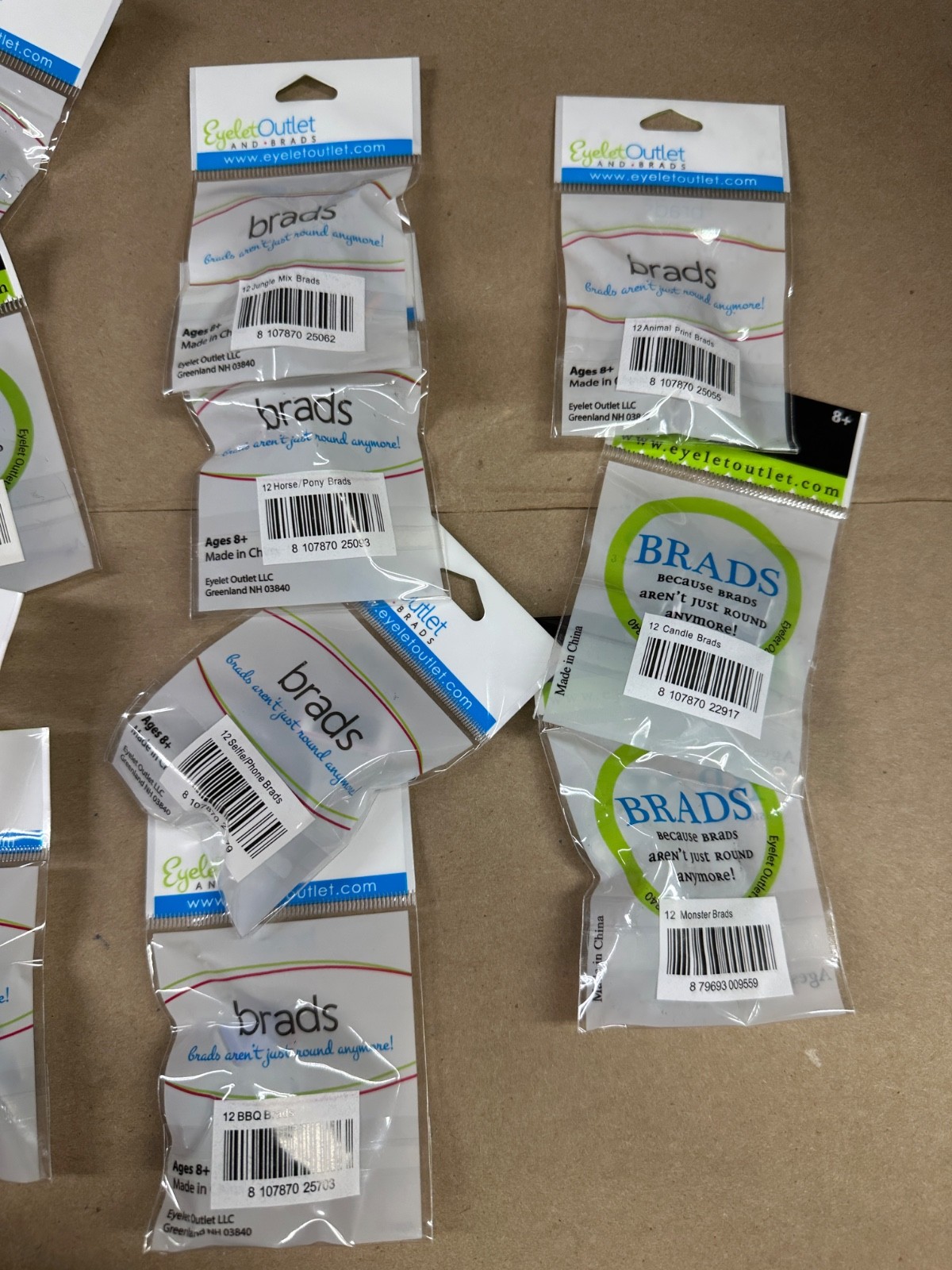 16 Eyelet Outlet decorative & solid brad packages bundle lot