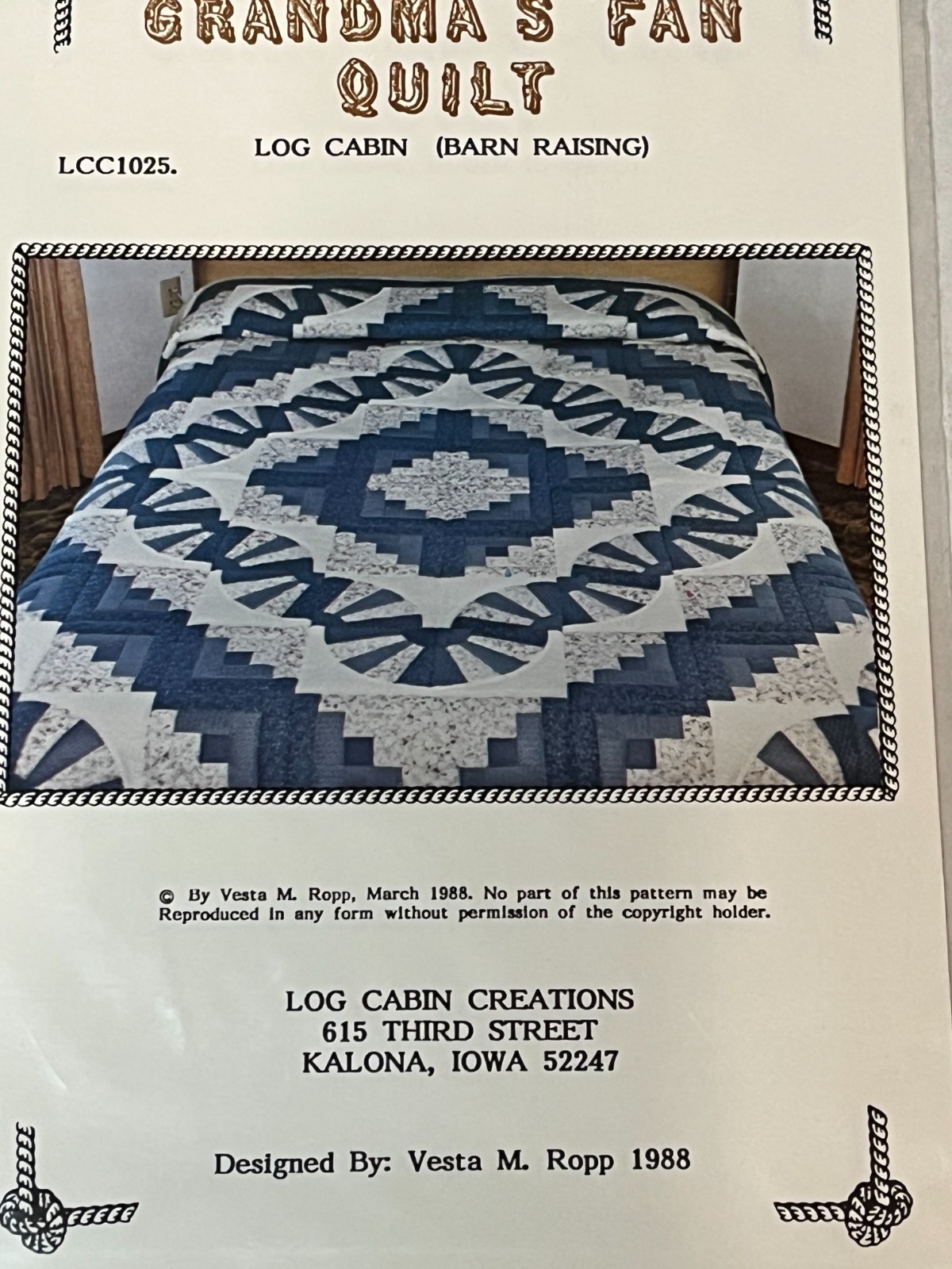 Grandma’s Fan Quilt Log Cabin Barn Raising/Straight Furrow Quilt Pattern