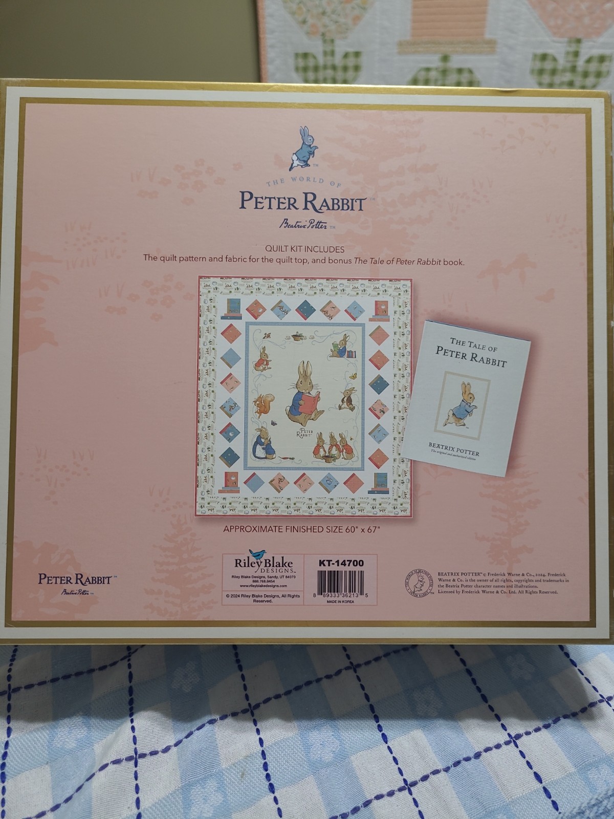 Riley BLAKE designs 2024 Peter Rabbit Boxed Quilt Kit With Book And Doll Panel