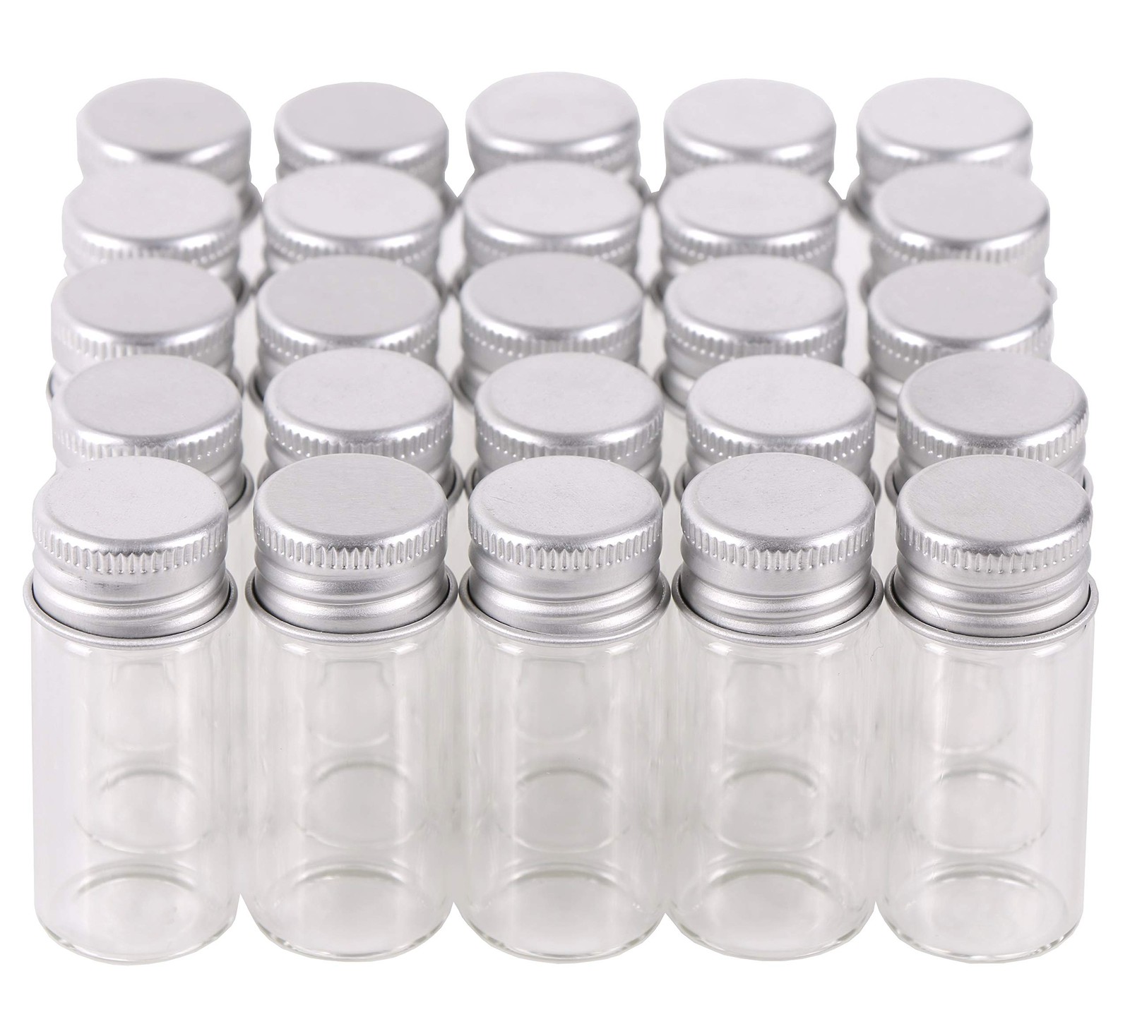 100 10Ml Vials Small Mini Tiny Glass Bottles Clear Empty Jars with Aluminum Top