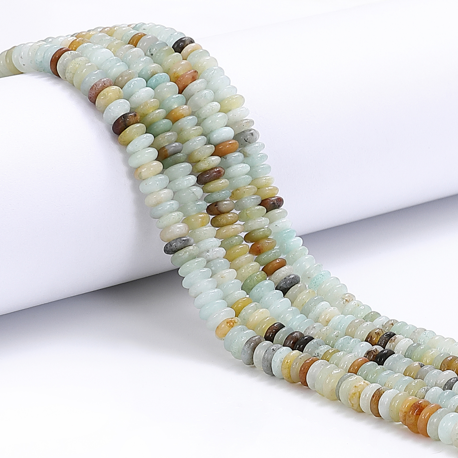 Natural Multi-color Amazonite Smooth Rondelle Beads Size 2×4.5mm 15.5” Strand