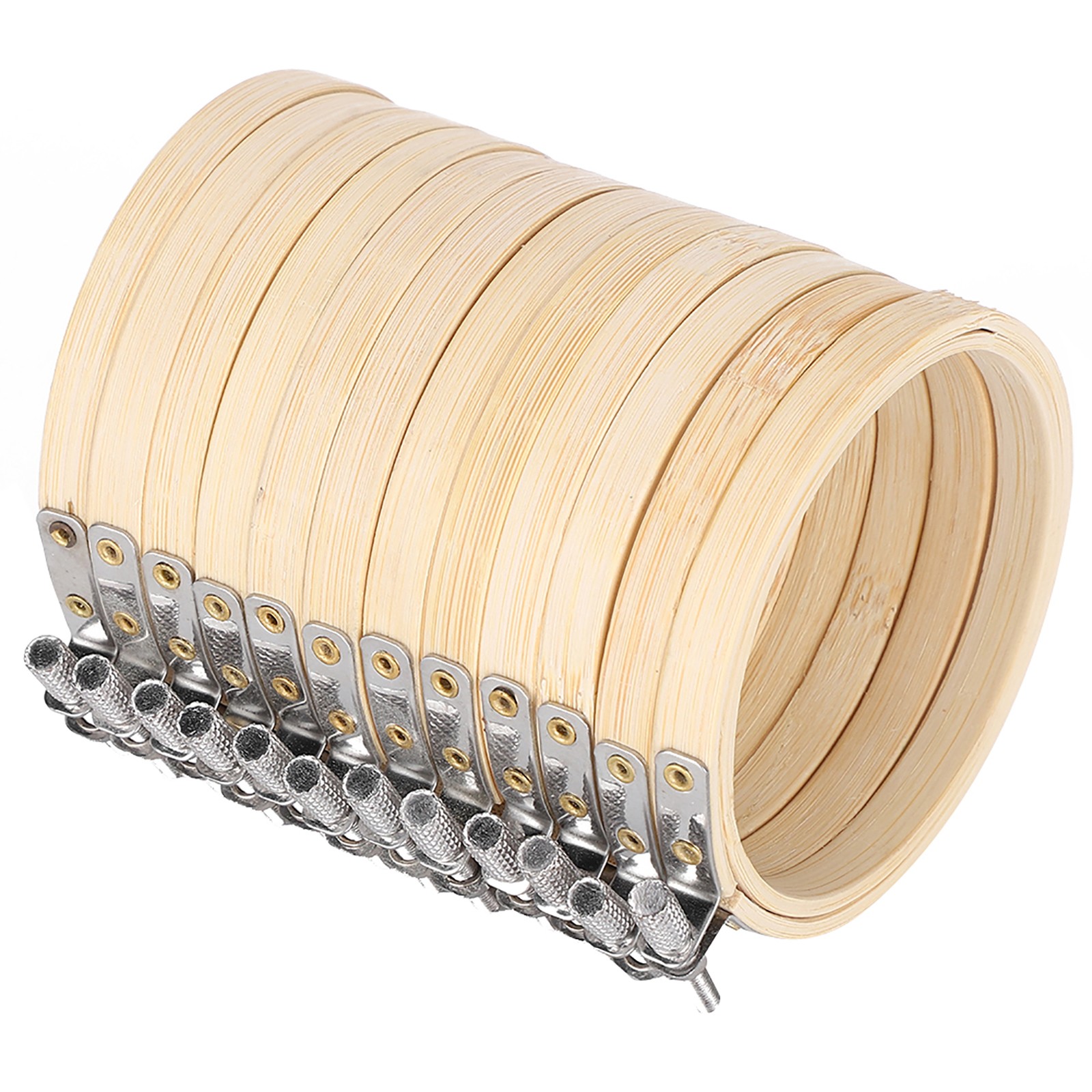 12pcs Bamboo Embroidery Hoops Adjustable Circle Rings For Sewing Craft Use