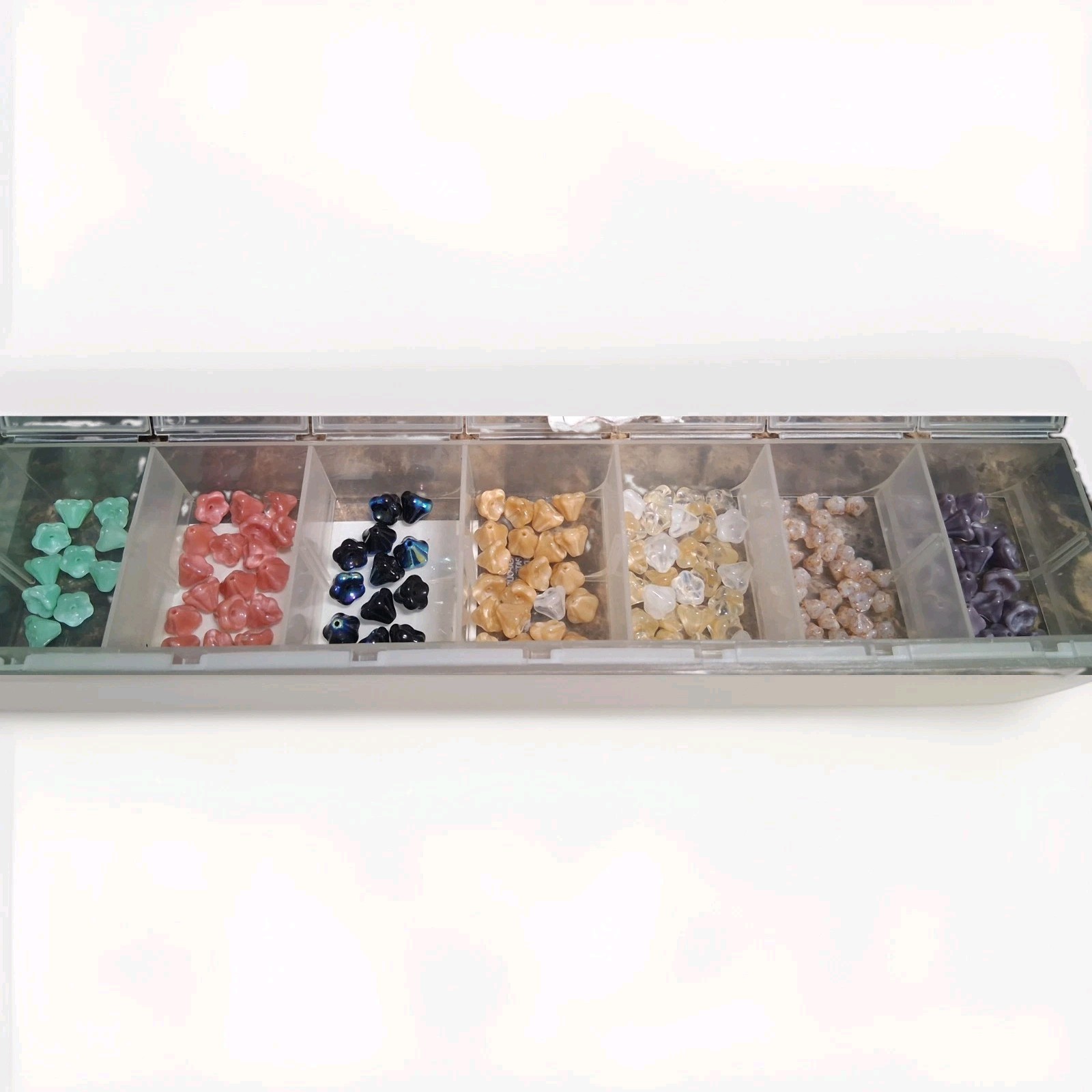 Baby Bell Luster Opaque Glass Flower Beads Multicolor Mix Loose With Case