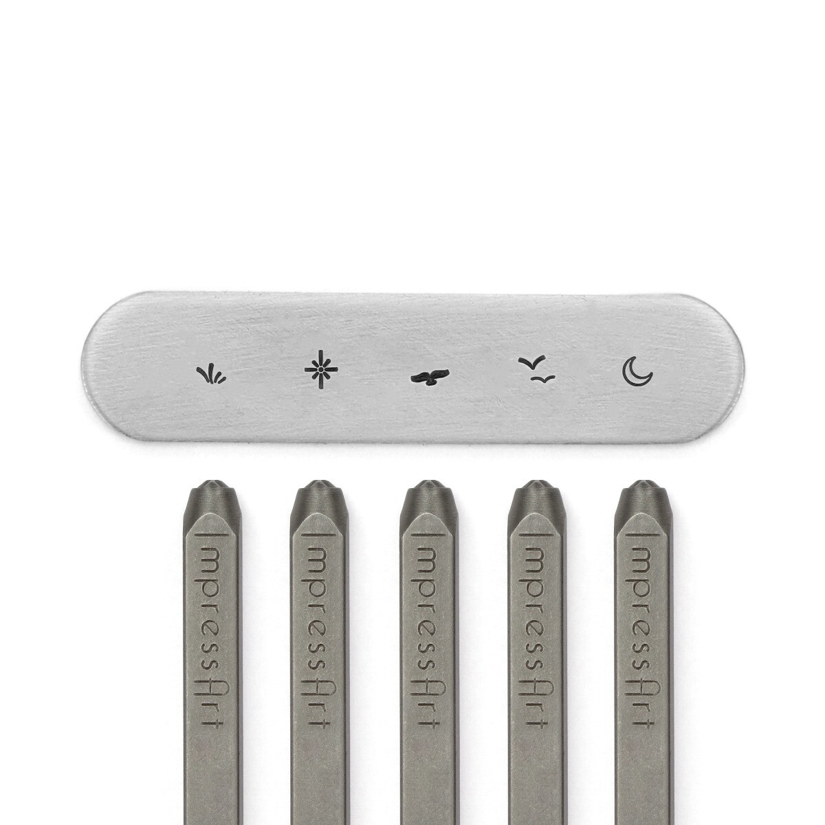 ImpressArt Scene Building 2 Signature Metal Stamp Pack- Birds, Moon, Star