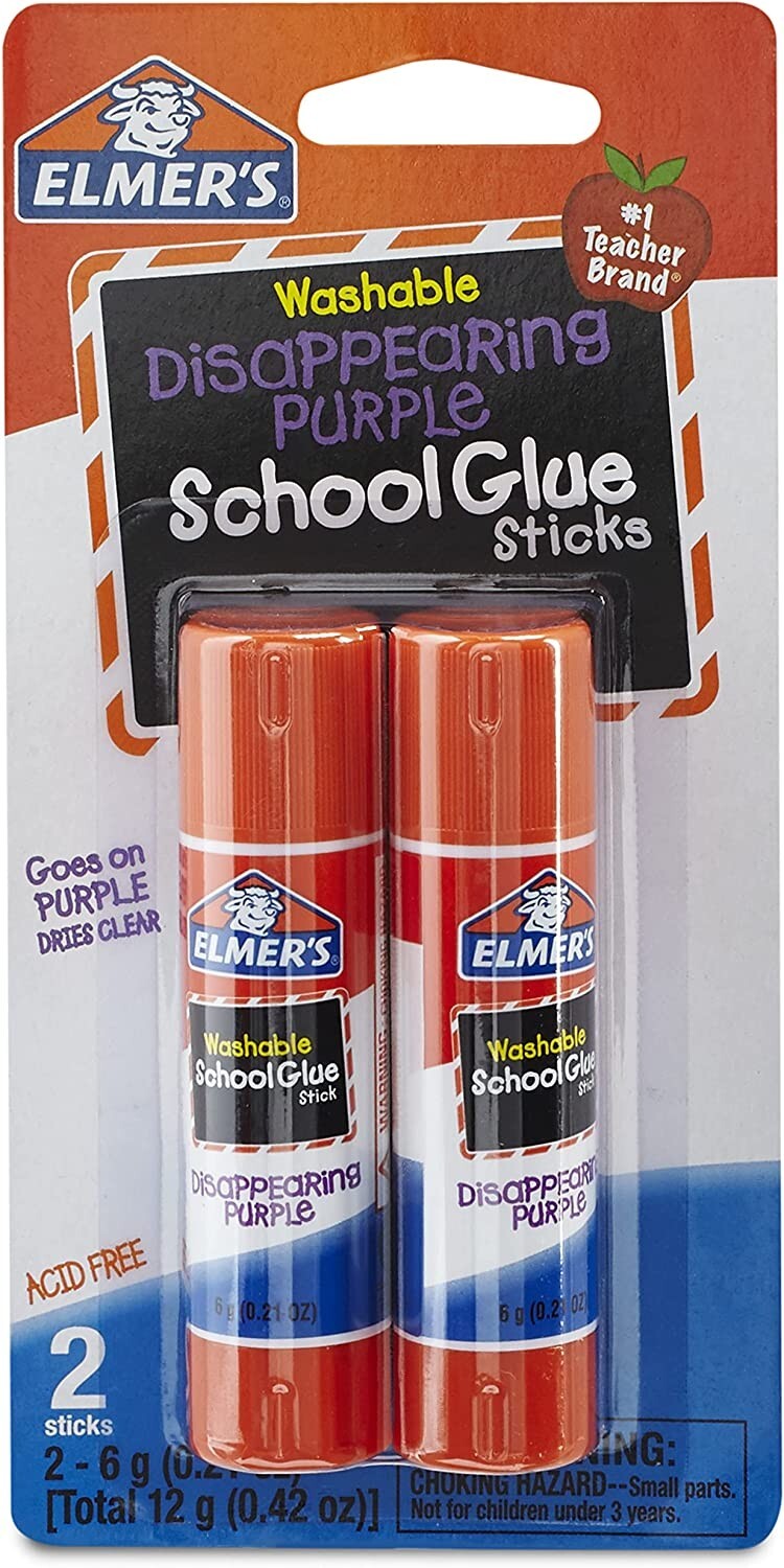 Elmer’s Disappearing Purple School Glue Sticks, 0.21 Ounce Each,2 Pack’s of 2