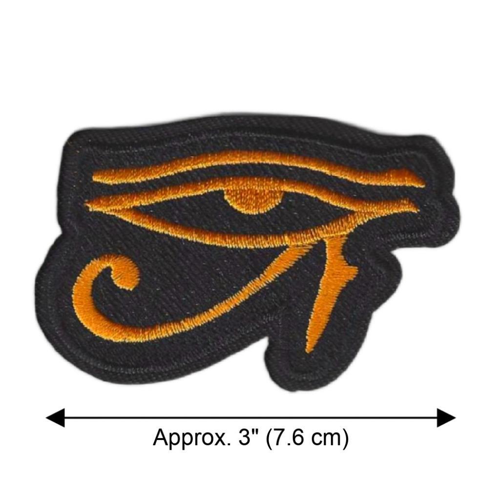 EYE OF RA IRON ON PATCH 3″ Egyptian Symbol Protection Embroidered Black and Gold