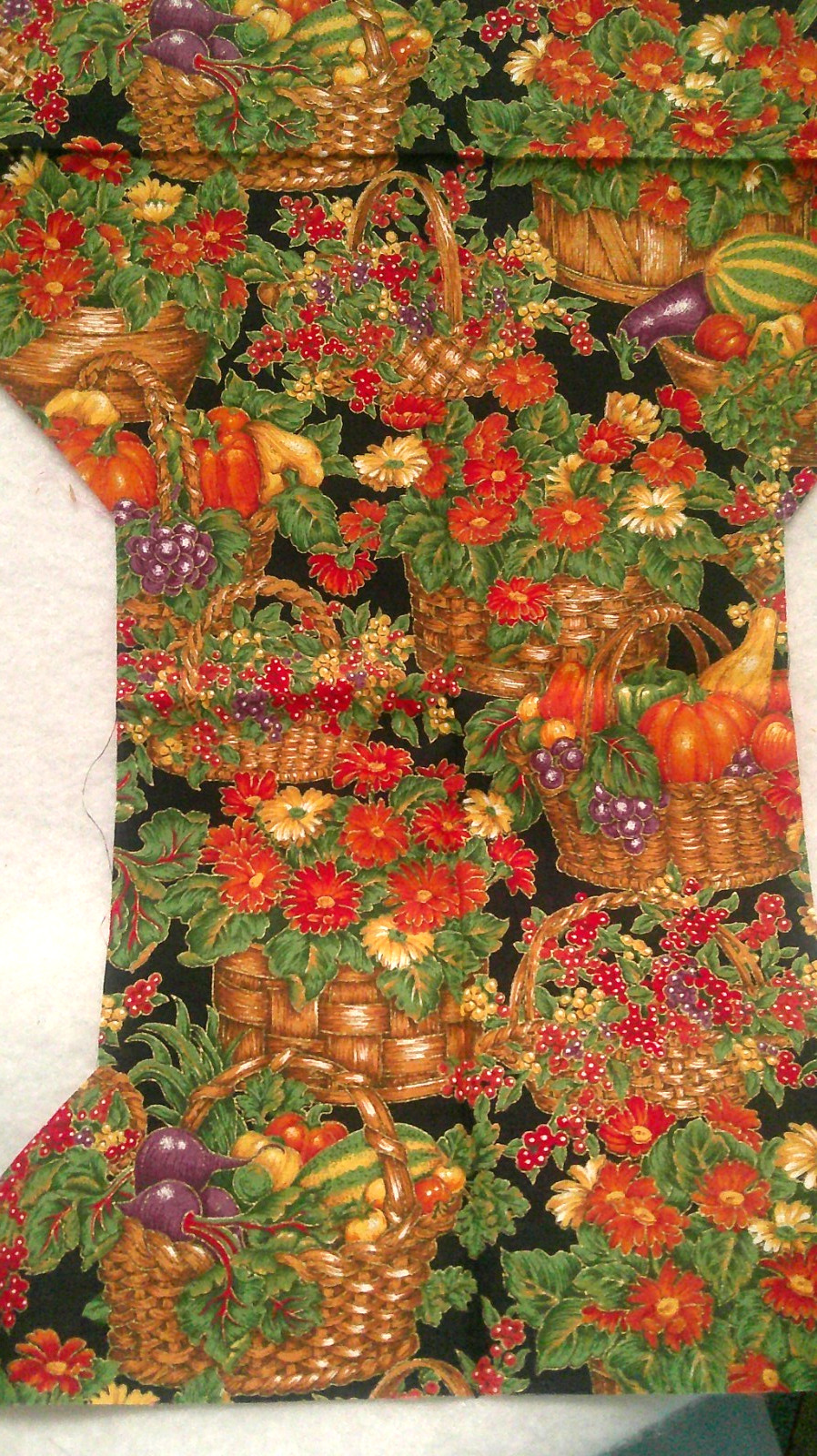 Fabric Hoffman Fall Display of Grapes, Marigolds, Baskets of Squash $2.95