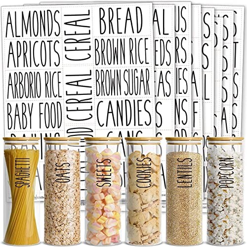 Kitchen Adhesive Labels – Waterproof Varies Black Text on Clear Background