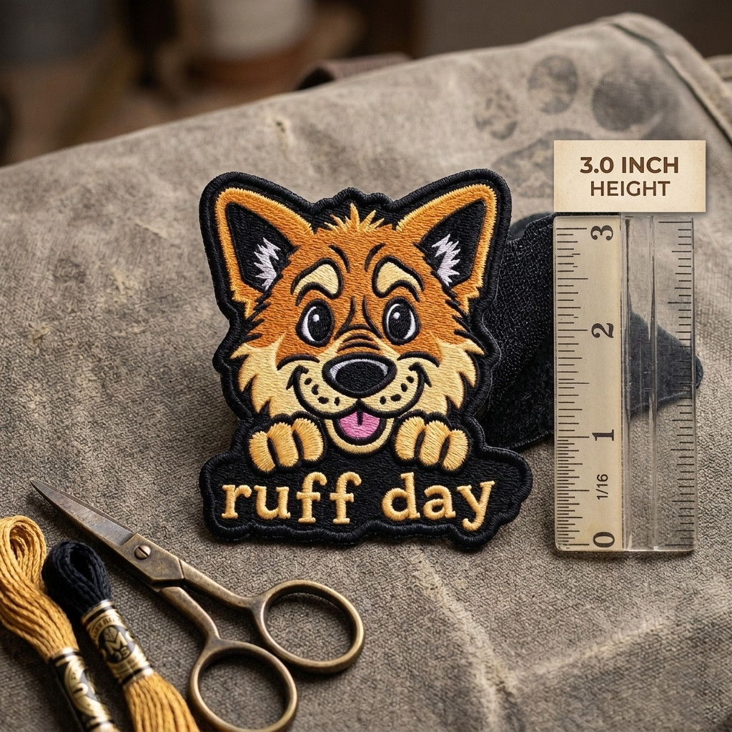 Ruff Day Dog Morale Patch 3″ Hook & Loop Tactical Embroidered Funny Pet Harness