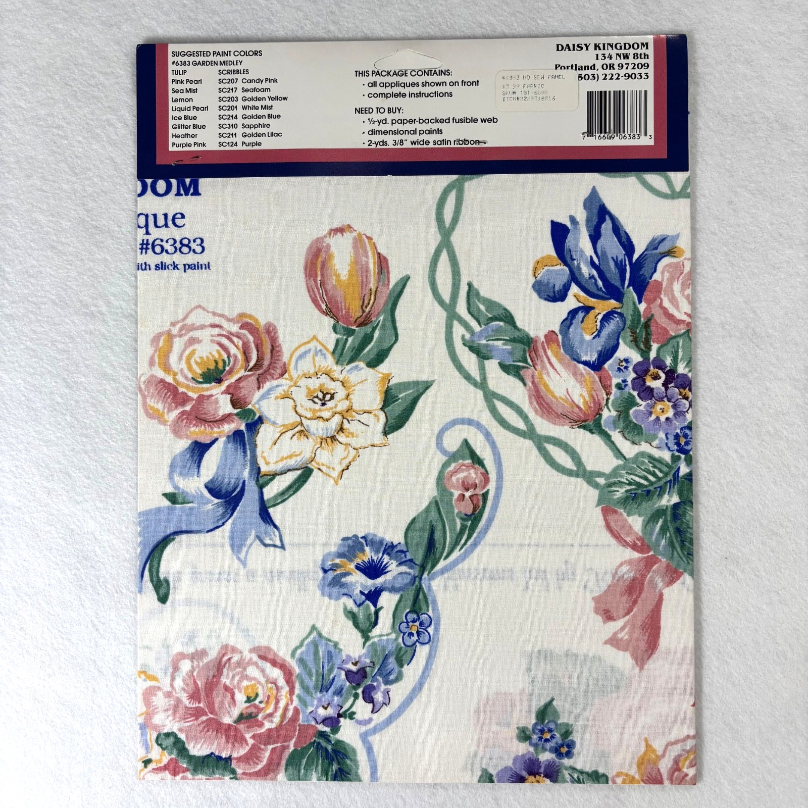 Lot of 4 vintage craft fabric no-sew appliques spring summer fall floral NEW USA