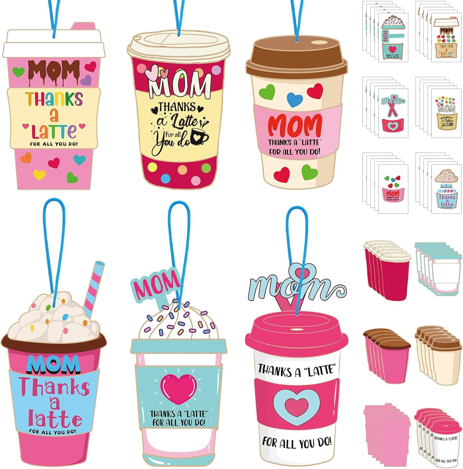 30 Sets Mother’S Day Craft for Kids Mom Thanks a Latte DIY Crafts Gift Make Your