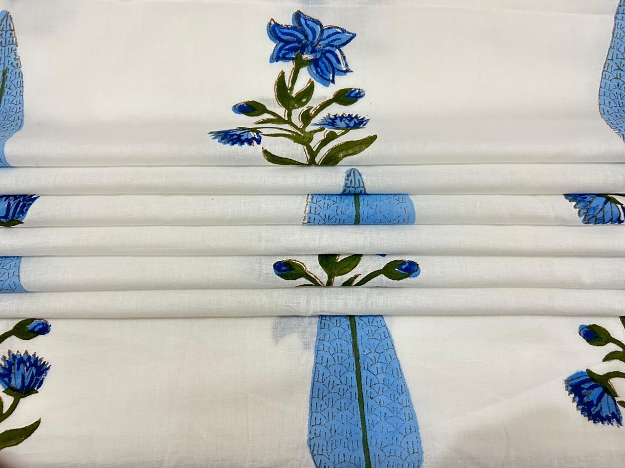 2.5 Yard Hand Block Print Handmade Cotton Indian Natural Sanganeri Print Fabric.