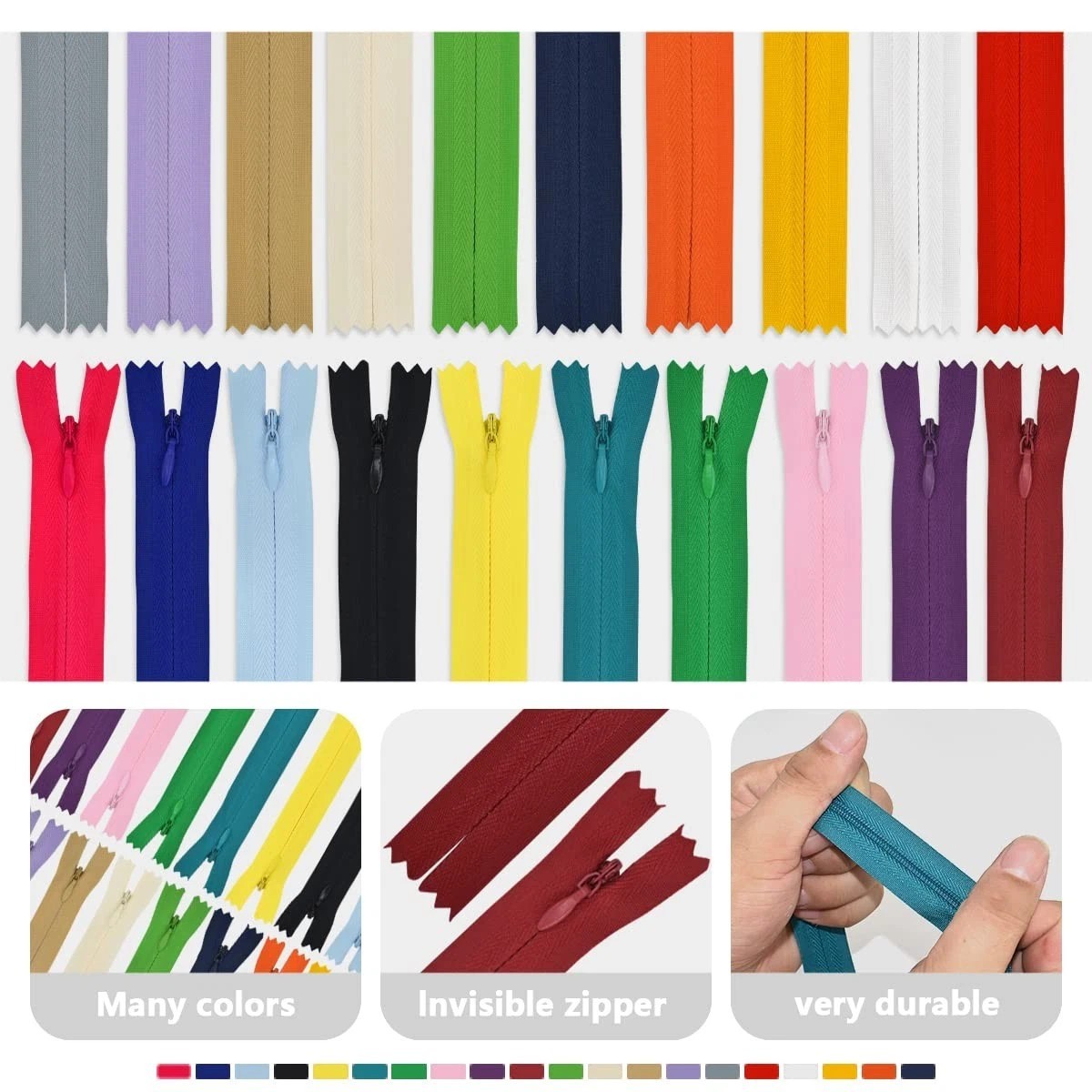 Invisible Closed Zippers – New- Many Colors and Lengths – DIY Clothes Crafts