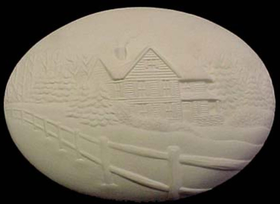 Ceramic Bisque~~ Ready to Paint~~ Winter Farmhouse insert ~FREE SHIPPING in USA