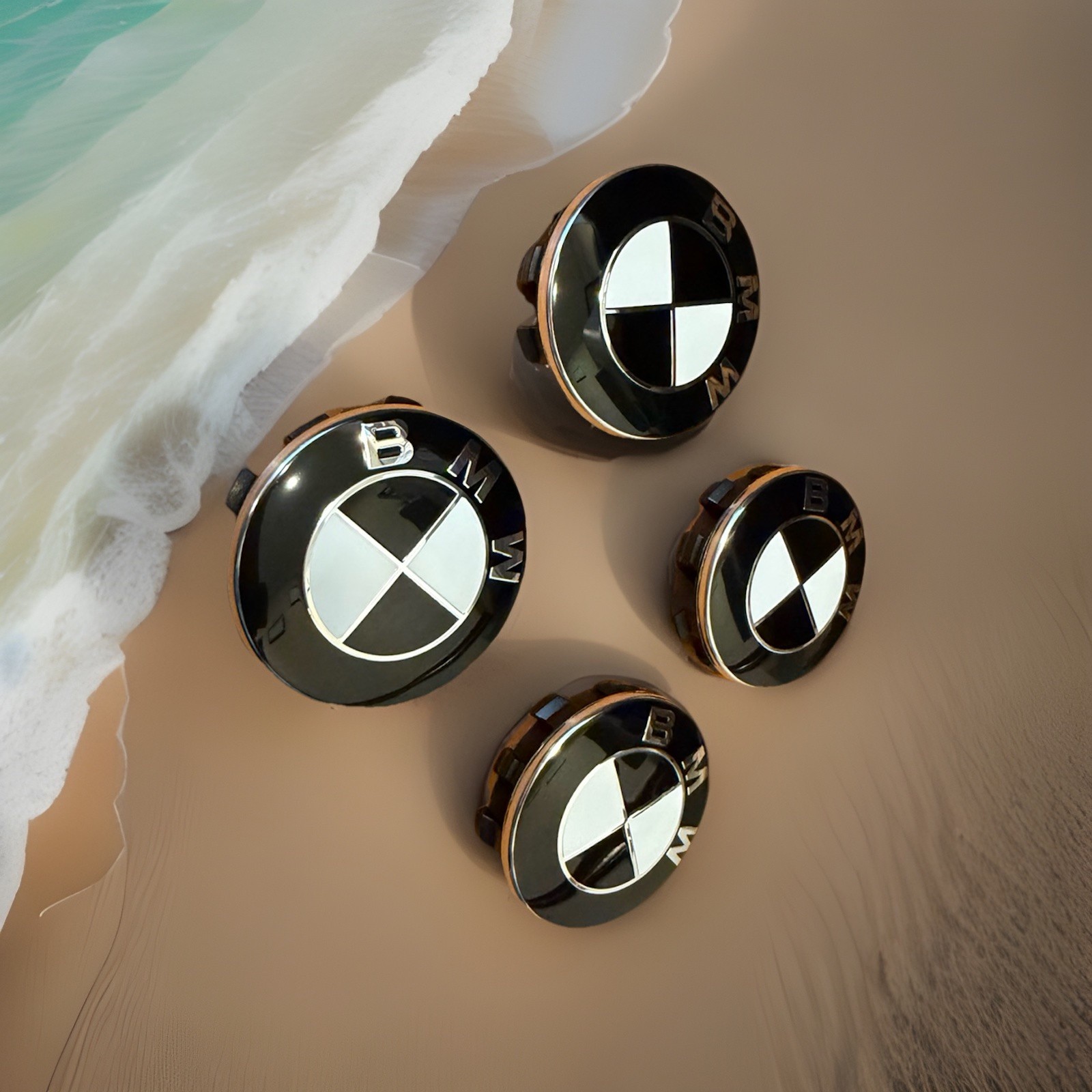 4PCS Brand New Set Fit For BMW 56mm Wheel Center Hub Caps Black And White(A102)