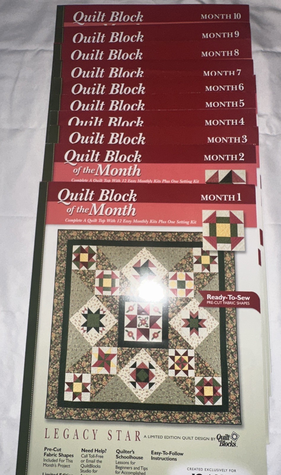 Quilt Block of Month JoAnn” Instruction Books 1-10 Only ( No Fabric )