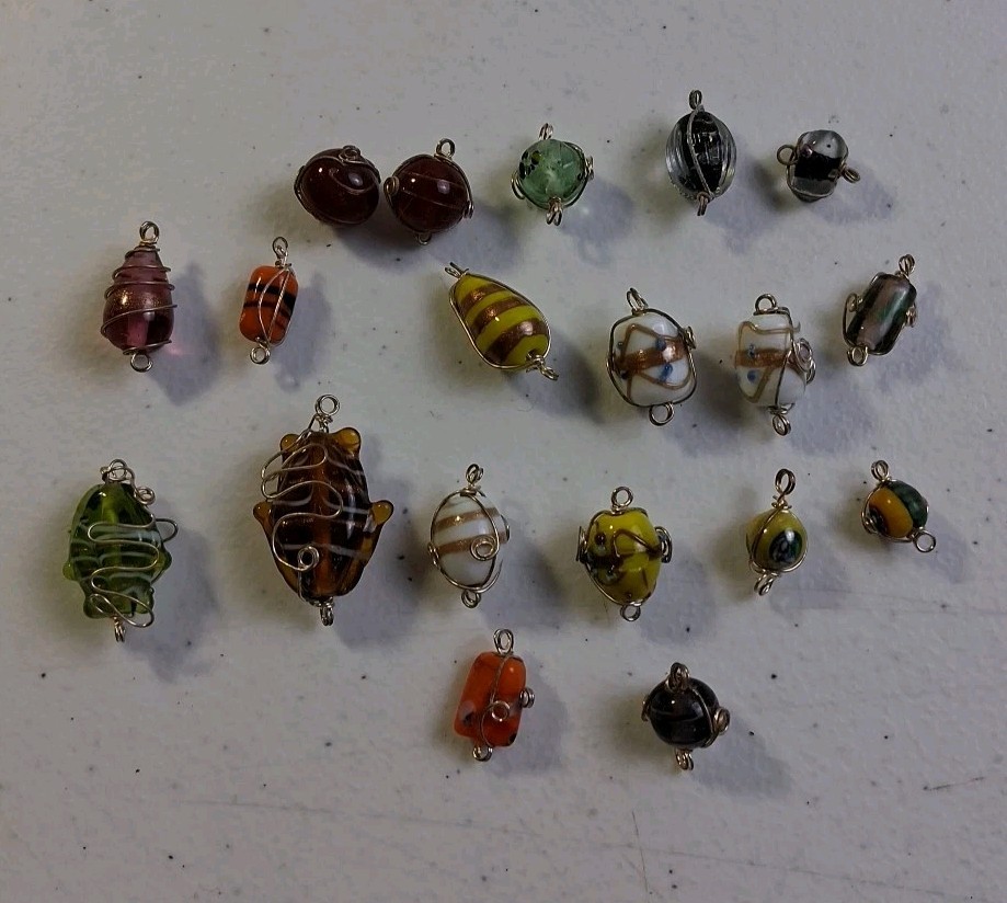 Lot Of Wire Wrapped Beads For Crafting Jewelry Making Metal Unknown