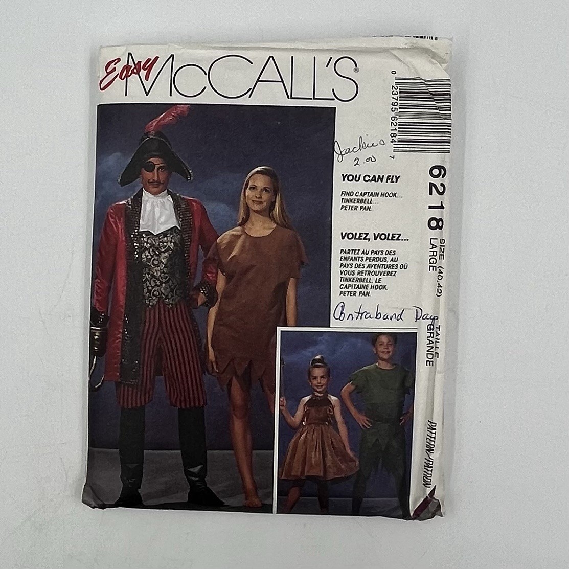 MC CALLS Sewing Pattern 6218 Easy Sz Costume You can Fly Pirate Peter Pan Tink