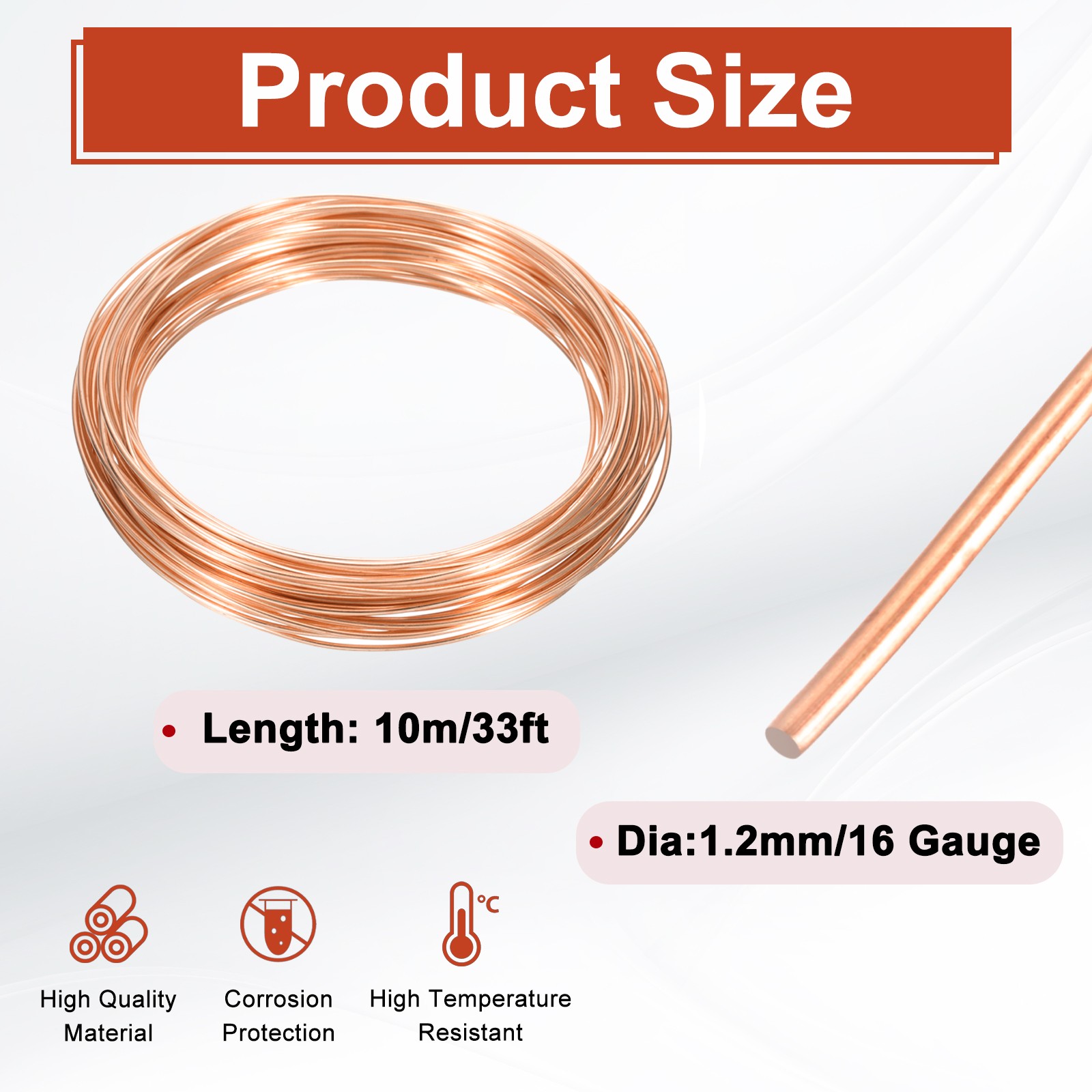 1pcs 16 Gauge Craft Wire Beading Wire for Jewelry Making DIY(Rose Gold)